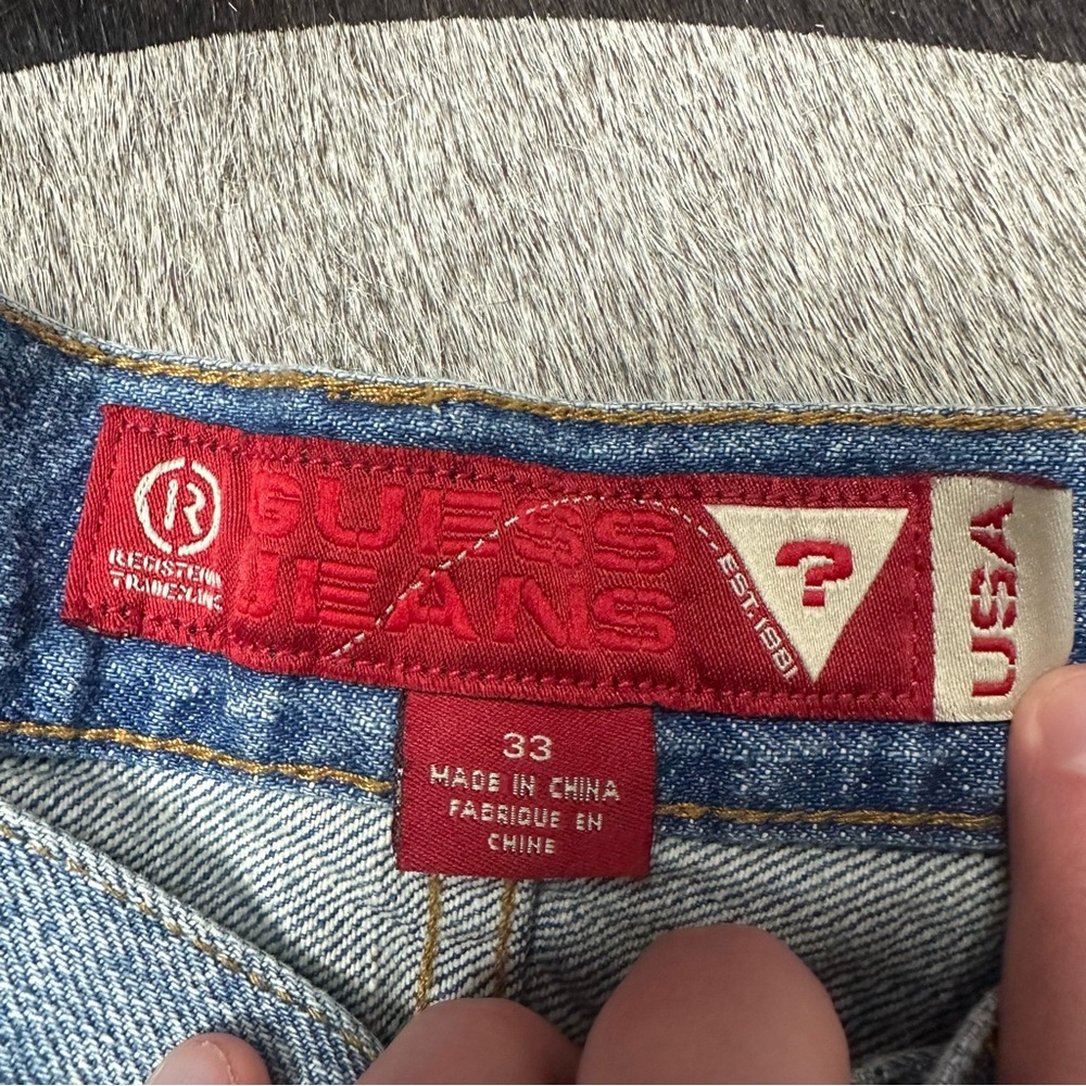 Vintage Guess Bootcut Distressed Light Wash Jeans Size 33 - Picture 3 of 10